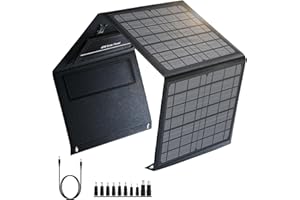 SinKeu 40W Portable Solar Panel with 3 Outputs, 18V DC/USB/Type-C PD30W, 3.3LB Light Weight & Foldable Monocrystalline Solar Charger for Phones, Power Banks, Power Station, Generator, Camping Trip