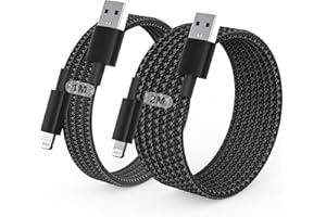 BSTOEM 2Pack for iPhone Charger Cable, 1M+2M for Lightning to USB Cable MFi Certified, Fast Charging Braided Lead for iPhone 14/13/12/11/Pro Max/XS/XR/8/7/6/Plus/5 SE, for iPad