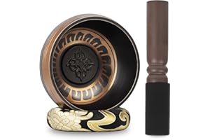 DiDiBirDi Tibetische Klangschalen 9 cm, Singing Bowl mit Schlagzeug und Kissen, Leicht zu spielen, Handgefertigt in Nepal für Meditation & Entspannung