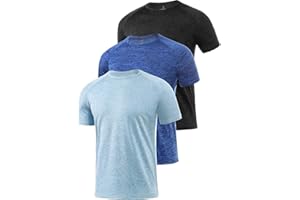 Star Vibe 3 Pack Men's Dry Fit T Shirt Moisture Wicking Athletic Tees Exercise Fitness Activewear Short Sleeves Gym Workout Top