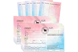 SMARSTICKER Cat Dog Pet Grooming Information Cards 8x5 inch Groomer Client Profile Service Record Clip Card Business Data Client Page Cards for Professional Pet Groomers, Kennel Care 50 Pack (Pink)