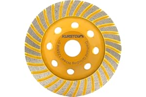 KURSTOL Diamond Grinding Cup Wheel - 5"/125mm Turbo Row Angle Grinder Cup Wheel for Cutting,Grinding,Smoothing,Shaping Concrete,Marble,Granite,Masonry,Brick 7/8"-5/8" Arbor