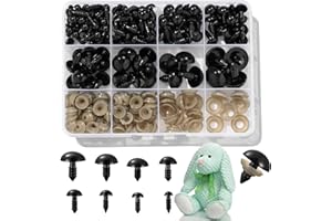 TEAMIOULING 260PCS Safety Eyes with Washers, 6-18 mm, 8 Sizes Safety Eyes for Crochet Crafts, DIY Crafts, Stuffed Animals DIY Halloween Decorations