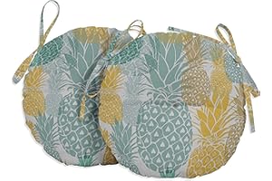 Vargottam Indoor/Outdoor Round Bistro Chair Cushions Block Print 15-Inch Bistro Chair Pads Waterproof Seat Chair Cushion For Home/Office- Set Of 2 (Multicolor)