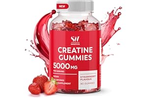 SWASTHYA SW 5000mg MAX Creatine Monohydrate Gummies – Vegan & Sugar Free – Pre Workout Gym Supplement, 90 Gummies (1 Month Supply) – Strawberry Flavour