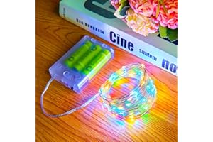 BRIGHTOWN Fairy Lights, 2 Pack 100 LED Battery Operated String Lights Silver Wire Light for Indoor Outdoor Lighting, Bedroom, Wedding Decor, Party, Christmas, Tree Decoration(10M/33ft, Multicolor)