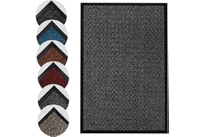 Homatz Door Mats Indoor & Outdoor Heavy Duty Floor Mat - Non Slip Rubber Back - Dirt Trapper Door Mat - Super Absorbent Front Door Mat, Washable Doormats Rug, Barrier Mat (Grey,40x60cm)