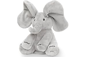 Tippi Peek a Boo Elephant Toy - Interactive Singing Elephant Teddy With Flapping Ears - For Newborn Baby Boys or Girls - Soft Peekaboo Toy For Babies 0-12 Months +