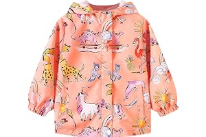 JinBei Vattentät jacka för barn, flickor, pojkar, regnrock, lätt, utomhus, vindtät kappa, varm regnrock med huva, mjukt foder