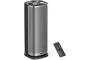 Dreo termowentylator ceramiczny, 3-trybowy 3-biegowy, Termostat, Pilot zdalnego sterowania, 12H Timer, Oscylacja 70°, Tryb niskoenergetyczny ECO, Ochrona przed przegrzaniem, Solaris Slim H2