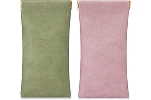 MOLSHINE 2Pcs Przenośny skórzany futerał na okulary przeciwsłoneczne,Miękki futerał na okulary do czytania,Małe okulary przeciwsłoneczne (Zielony i różowy)