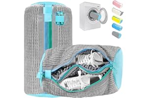 FOREDOO 2 in 1 Sacchetto Scarpe Lavatrice, Versione Migliorata Sacchetto per Lavare Scarpe in Lava-trice, Riutilizzabile Doppie Cerniere e Doppie Tasche Sacchetti Scarpe Lava-trice