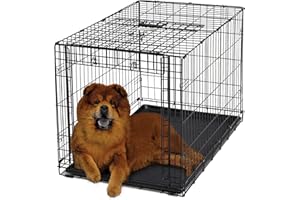 MidWest Homes for Pets Intermediate Ovation - Gabbia per cani pieghevole a porta singola, 91 cm, salvaspazio, brevettata, padella, a prova di perdite, pannello divisorio, nero