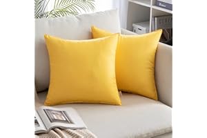 MIULEE 2er Set Outdoor Kissenbezug wasserdichte Kissenbezüge Sofakissen Dekorativ Couchkissen Wetterfeste Kissenhülle Zierkissen Bezug Weich für Sofa Couch Outdoor Garten Balkon 45x45 cm Gelb
