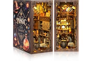 SUEWIDFAY Book Nook Kit, DIY Miniature House Kit with LED Sensor Light, Magic Themed Dollhouse Bookshelf Decor 3D Wooden Puzzle Bookend Craft Kits for Adults,Friends,Teens Age 14+ Christmas Birthday Ideas Gifts