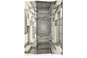 murando Paravento Effetto 3D Astratto 135x172 cm Stampa bilaterale su tela in TNT 100% Non Trasparente Parete Divisoria Interno Separatore Pieghevole Decorazioni Tunnel Legno grigio a-B-0098-z-b