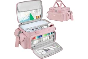 LEFOR·Z Carrying Case Compatible with Cricut Joy Xtra,Protable Travel Storage Bag with Removable Dividers Fits for Cricut Joy Xtra Accessories and Supplies,Pink