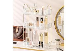 Bingobang Makeup Organiser, Spinning 3 Tiers Perfume Organiser, Skincare Cosmetic Organizer, Dressing Table Organiser for Lipsticks,Jewelery, Brush, Vanity Desk, Bedroom (White, 3 Tiers)