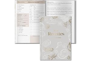 BIROYAL Carnet de recettes à remplir A5 relié | Livre de recettes vierge 224 pages | 100 recettes | Cahier de cuisine vide | Pour des plats familiaux et gourmands