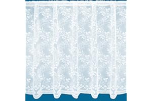 NetCurtainsUK Raquel Floral Pattern Net Curtains In White - Sold By The Metre (Drop: 91cm (36 inch)) (RAQUELNET01)