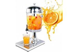 EASYROSE Commercial Juice Dispenser, 8-Litre Beverage Dispenser with Tap & Ice Chamber, 8L for Hot/Cold Drinks, Tea, Lemonade & Coffee