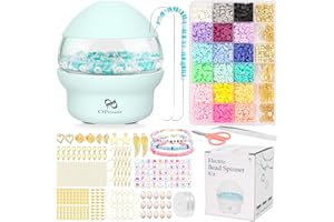 PP OPOUNT Spinner Eléctrico Verde con 3960 PCS de Cuentas de Arcilla, Spinner Automático para Cuentas de Arcilla, Spinner de Cuentas Rápida para DIY Pulseras Collares Bisutería (Patentado)