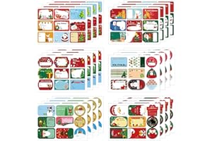 QIMMU 216 Pièces Noël Auto-adhésif Cadeau Autocollants, Autocollants d'étiquette de Noël, Étiquettes autocollantes de Noël, Étiquettes de Noël Stickers
