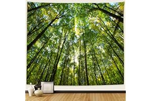 Dsnyu Wandbehang Wald Natur, Wandteppich Landschaft Bäume Grün Tapestry Wall 260x240cm Polyester Wanddeko Schlafzimmer Über Bett