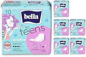 ‎BELLA FOR TEENS Bella For Teens Ultra Binden Sensitive: Ultradünne Binden Für Teenager, 6er Pack (6 X 10 Stück), Mit Flügeln ohne Duft
