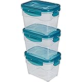 Amazon Basics Set di contenitori per alimenti,3 pezzi da 1 L, Trasparente