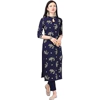 NAINVISH Crepe Stitched Kurti with Pant Set for Women