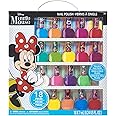 Minnie Mouse 18 Piece Kids Nail Varnish Set, Water-Based, Quick Dry and Peels-Off, Perfect for Parties and Sleepovers Ages 3+, By Townley Girl