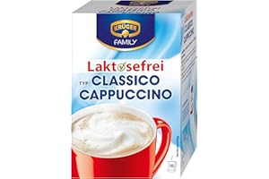 ‎KRÜGER KRÜGER FAMILY Cappuccino Laktosefrei Classic, Getränkepulver mit löslichem Bohnen-Kaffee, koffeinhaltig, ohne Laktose, 150 g