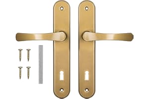 ADGO Kit De Poignée De Porte Pour Serrure À Garnitures 72 Gauche, Droite Et Gauche, Garniture De Poignée De Porte En Aluminium Acier Galvanisé (Or)