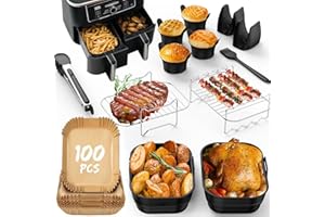 BOZITTH Ninja Heißluftfritteuse Zubehör, Airfryer Zubehör für Ninja Foodi Max AF400EU AF300EU 7,6L-10,4L und anderen Dual Zone/Double Stack Luftfriteusen, BPA-frei Ninja Airfryer Zubehör,Air Fryer Accessories