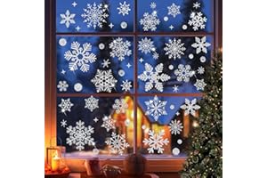 DXTXTJ 9 Sheets Silver Christmas Window Stickers,Silver Snowflake Window Stickers, Large Christmas Window Decorations, Reusable Stereo Window Clings for Xmas Decoration