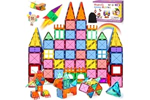 BARAKYEG Magnetische Bausteine Magnetspielzeug Magneten Magnet Montessori Spielzeug Kinder Magnetbausteine Kinderspielzeug ab 3 4 5 6 7 8 Jahre Lernspielzeug für Geschenk Mädchen Junge 56pc Set