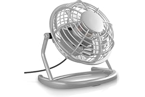 CSL-COMPUTER CSL - USB Ventilator - Tischventilator Fan Lüfter - optimal für den Schreibtisch inkl. An Aus-Schalter - kompatibel mit PC MAC Notebook - in grau