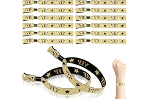 NEEROW VIP Einlassbänder Stoff, 30 Stück Eintrittsbänder Schwarze Goldene, Verstellbare VIP Bändchen für Partys Konzerte Geburtstag Hochzeit Vergnügungsparks