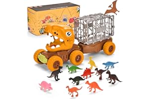 FANBUSA Jouets de Camion de Dinosaure pour Enfants de 2 à 5 Ans, Camion de Transport de Voiture T-Rex avec 12 Figurines Dino, Ensemble de Jeu de Dinosaure Jurassique pour Jouet 3 4 5 Ans garçon et Filles