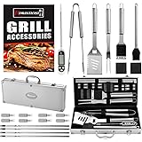 Romanticist 21Pc Set Barbecue in Acciaio Inox Perfetti Accessori Barbecue - Kit Barbecue Idee Regalo per Uomo Donne