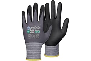 KAYGO 3 Pairs Safety Work Gloves MicroFoam Nitrile Coated, KG18N,Seamless Knit Nylon Glove with Black Micro-Foam Nitrile Grip,Ideal for General Purpose,Automotive,Home Improvement