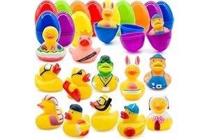 Lubibi Lot de 12 Oeuf de Paques pré-remplis avec Canards en Caoutchouc,Oeufs De Pâques à Remplir,Paques Oeufs Surprise,pour fête de Pâques,Chasse aux œufs de Pâques,Cadeaux de Pâques pour Enfants