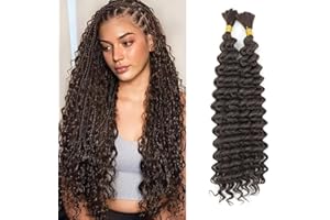 CAZSYSDD Deep Wave Bulk Hair for Braiding 18 inch No Weft Deep Wave Bundles Curly Braiding Hair Extensions for Boho Braids and Wavy Braiding 2 Braids Per Pack (4#, 18inch (1pack))
