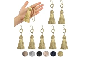 Fenghuangwu Set of 8 Elegant Polyester Tassel Colorful Craft Tassels Charms Key Tassel DIY Accessories (Golden)