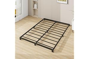 VERFARM 8cm Low 4ft6 Double Bed frame, Metal Bed 135x190 cm, Double Size Heavy Duty Metal Platform Bed Frame with Steel Slat Support, No Box Spring Needed,Easy Assembly, Noise Free, Black