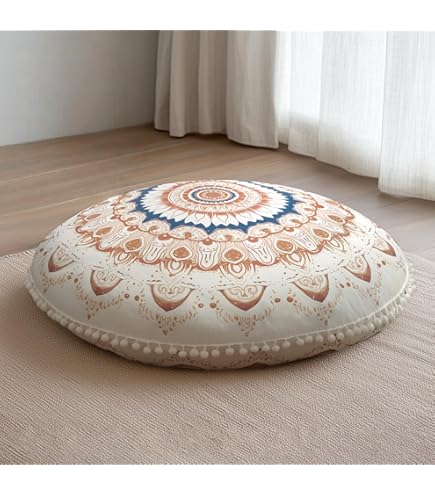 Traumnacht Cozy vloerkussen van gezellige corduroy overtrek, steengrijs, rond, met een diameter van 105 cm en 25 cm hoog, 3,260 g vulgewicht, geproduceerd volgens Duitse kwaliteitsstandaard