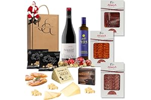 UNIVERSO GOURMET | Cesta Gourmet para Regalar | Vino DO.Ribera | Aceite Oliva Virgen Extra | Embutidos Ibericos Bellota | Paleta Ibérica y Queso Oveja | Pate Pedro Ximenez y Picos Pan Artesanos