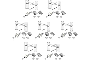 7 Sets of Victorian Scroll Latch Door Handles Polished Chrome Hinges & Latches Pack Sets 120MM X 40MM - Golden Grace