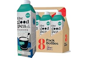 THE GOOD PEA CO. The Good Pea Barista Plant Based Pea Milk - Lacto Free, Long Life, High Protein, Dairy Alternative Enriched with Protein, Pack of 8 x 1L